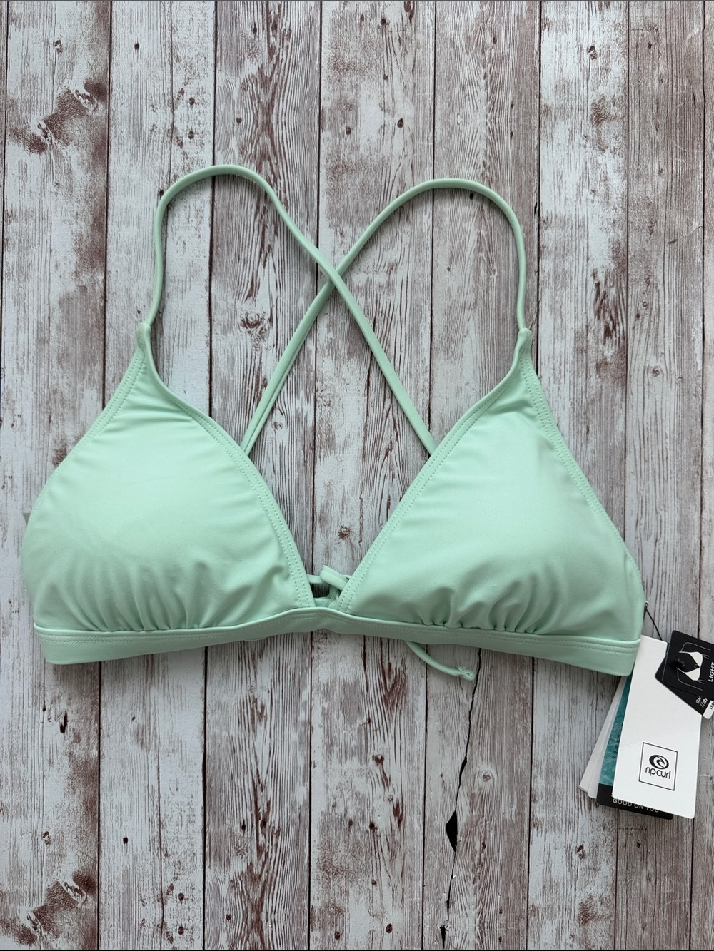 RipCurl Mint Green Bikini Top sz Large Adjustable Straps Summer Beach Classic